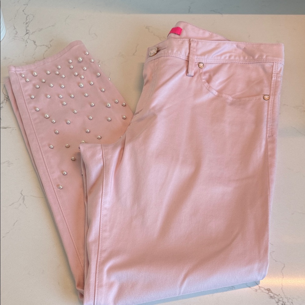 Lilly Pulitzer Light Pink Skinny Pants with Pearl Accents